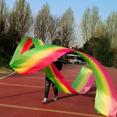 Colourful Dragon Ribbon Washable Kung Fu Dragon Dance Ribbon with Adjustable Pole for Parent-Child Play Item(Color:Style 2,Size:10 m Length)