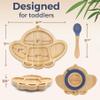 UFO Bamboo Plate for Babies and Toddlers - Bamboo Kids Plate with Suction Cup and Silicone Spoon - Non-toxic Eco Friendly Plate with Strong Suction - Bamboo Dinnerware for Babies and Toddlers - Navy view 2