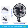 Karlass Car Cooling Fan 24V Car Fans Clip in Car Fans 8" Cooling Motor Fans Car Portable Fan for Car Interior Big Trucks and Vans Black view 2
