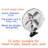 Karlass Car Cooling Fan 12V Car Fans Clip in Car Fans 8" Cooling Motor Fans Car Portable Fan for Car Interior Trucks and Vans Metal Silver view 2