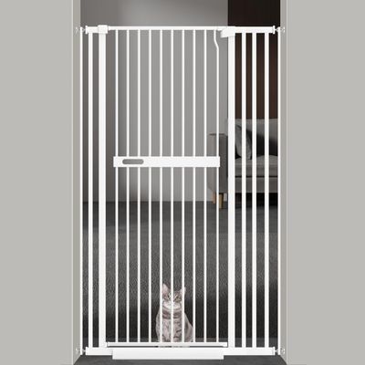 AiWMGL 71" Extra Tall Cat Pet Gate for Doorways Indoor Proof29.92-37.80" Wide Tall Dog Puppy Safety Baby Gate for Cat Pet, Pressure Mounted No Drill Walk Through White Metal