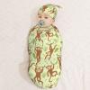 Muishi Cute Monkeys Newborn Swaddle Blankets Hat Sets Soft Baby Receiving Blanket Swaddle Sack for Baby Shower Infant Boy Girl Gift view 3
