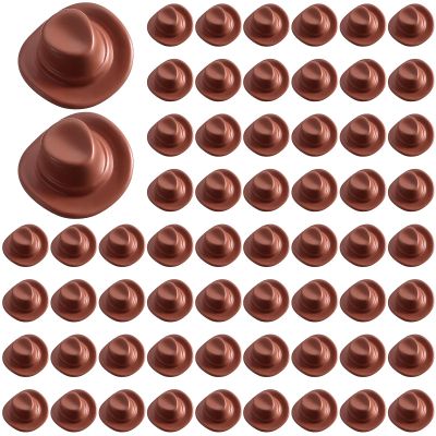 60 Pcs Mini Cowboy Boot Hat Figurine Mini Resin Cowgirl Cowboy Hat for Party Tiny Cowgirl Doll Hats Boot Texas Table Decor Cupcake Toppers Western Halloween Birthday Party Decor(Hat)