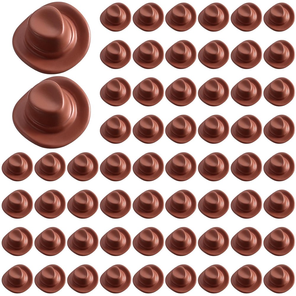 60 Pcs Mini Cowboy Boot Hat Figurine Mini Resin Cowgirl Cowboy Hat for Party Tiny Cowgirl Doll Hats Boot Texas Table Decor Cupcake Toppers Western Halloween Birthday Party Decor(Hat)