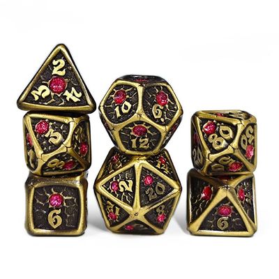 Role Playing Game Dice Set - 7pcs Solid Metal Polyhedral Enamel Dice for DND and RPG Games (SG08)