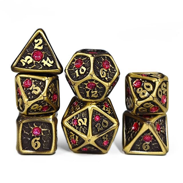 Role Playing Game Dice Set - 7pcs Solid Metal Polyhedral Enamel Dice for DND and RPG Games (SG08)