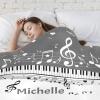 CUXWEOT Piano Key Music Notes Grey Personalized Baby Blanket with Name Soft Throw Fleece Blankets for Girls Boys Newborn Infants Kids Shower Birthday Gift 30X40 inch view 4