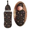 Muishi Bats Star Moon Newborn Swaddle Blankets Hat Sets Soft Baby Receiving Blanket Swaddle Sack for Baby Shower Infant Boy Girl Gift view 1