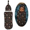 Muishi Bats Star Moon Newborn Swaddle Blankets Hat Sets Soft Baby Receiving Blanket Swaddle Sack for Baby Shower Infant Boy Girl Gift view 2