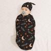 Muishi Bats Star Moon Newborn Swaddle Blankets Hat Sets Soft Baby Receiving Blanket Swaddle Sack for Baby Shower Infant Boy Girl Gift view 3