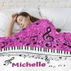 CUXWEOT Piano Music Notes Rose Purple Print Personalized Baby Blanket with Name Soft Throw Fleece Blankets for Girls Boys Newborn Infants Kids Shower Birthday Gift 40X50 inch view 4
