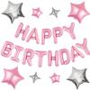 CANREVEL Happy Birthday Banner 13pcs 16 Inch Mylar Foil Letters Sign with 8pcs Star Balloons Birthday Party Decorations for Kids and Adults - 3D Pink view 1