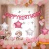 CANREVEL Happy Birthday Banner 13pcs 16 Inch Mylar Foil Letters Sign with 8pcs Star Balloons Birthday Party Decorations for Kids and Adults - 3D Pink view 4