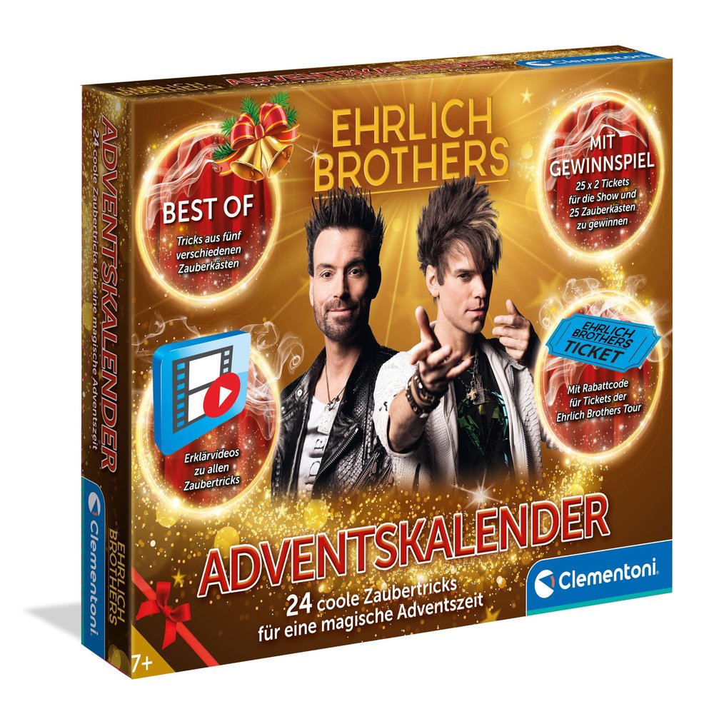 Ehrlich Brothers Advent Calendar 2024 - Christmas Calendar of Magic with 24 Magic Tricks for Children from 7 Years by Clementoni 59407
