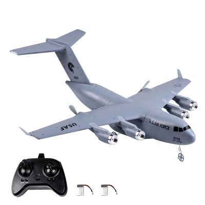 Dodoore RC Plane Remote Control Airplane, 2 Channels RC Airplane, C-17 Military Transport Aircraft, 2.4GHz EPP Foam Fixed-Wing RC Glider with Gyro and 2 Batteries, Easy to Fly for Beginners