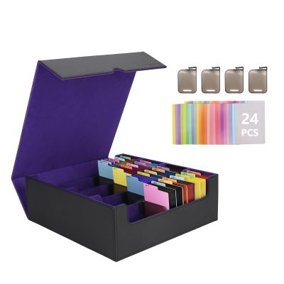 Venssu Card Storage Box For Trading Cards With Dedicated Card Supporters,3000+ Mtg Deck Box With 24 Colorful Divider Tabs,Trading Card Storage Fits For Magic Game Cards