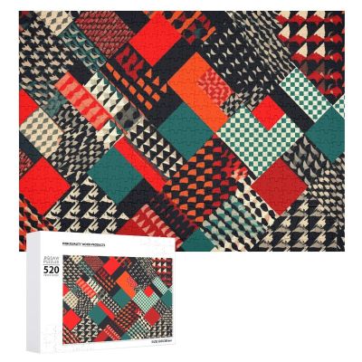 CSGJMYGS 520 Piece Jigsaw Puzzle for Adults and Families Challenging Puzzle for Game Nights Diagonal Geometric Pattern Customized Personalized Wooden Puzzle Pieces 20.5x15 Inch, Style-4