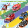Kids Toys for 3 4 5 6 Years Old Boys, 29.5'' Large City Action Toddler Playset with Lights Sounds, Police & Fire Station Transform Track Toy with 4 Cars, Helicopter, Walkie-Talkie, Gifts for Boy Girl view 3