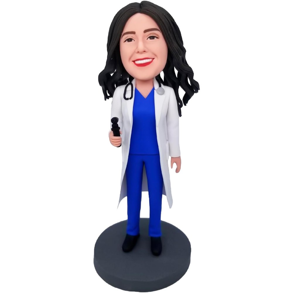 Custom Lady Bobbleheads-Female Doctors Custom Bobble Head,Customized Gifts Based On Photos,Bobble Head Figures Handmade Personalized Sculpture Gift for Women Girl Friend