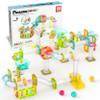 PicassoTiles Magnet Tile Building Block 80pc Marble Run Race Track Travel Size Pretend Play Toy With Launcher Lifter STEM Education Learning Magnetic Tiles Construction Kit School Boys Girls 3+ PTMG80 view 1