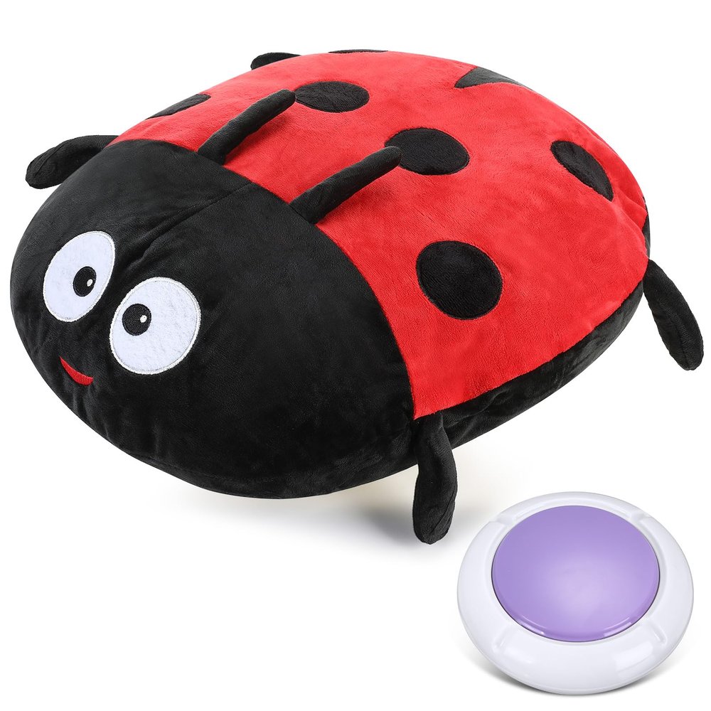 Kigley Ladybug Sensory Vibrating Pillow for Autistic Adults, Pressure Activated Vibrating Stuffed Animal Plush Soft Textured Therapy Stimulation for Relieve Pain Stress Valentines Birthday Party Gifts