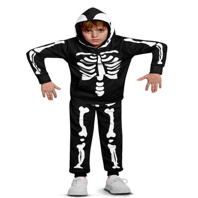 BesserBay Halloween Unisex Kids Skeleton Skull Printed Sweatshirt Set Black Hooded Outfit with Kangaroo Pocket 4 Years