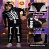 BesserBay Halloween Unisex Kids Skeleton Skull Printed Sweatshirt Set Black Hooded Outfit with Kangaroo Pocket 4 Years view 2