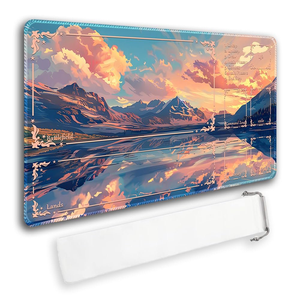 Durable Compatible with MTG Playmat TCG Playmat with Zone and Locking Edges for Card Gaming - Includes Waterproof Storage Bag (playmat (7),with Zone)