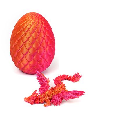 3D Printed Dragon with Wings in Egg, Easter Basket Stuffers, Crystal Dragon Surprise in Eggs, Articulated Dragon, Dragon Fidget Toy, Home Office Decor Executive Desk Toy (Laser Red)