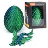 3D Printed Dragon with Wings in Egg, Easter Basket Stuffers, Crystal Dragon Surprise in Eggs, Articulated Dragon, Dragon Fidget Toy, Home Office Decor Executive Desk Toy (Laser Blue) view 1