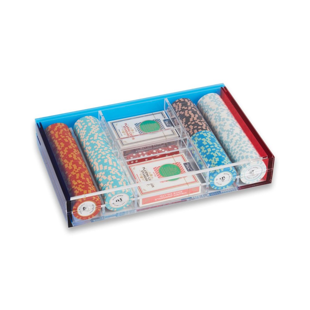 Bey-Berk Dylan Acrylic Poker Set, 200 Casino-Grade 11.5g Chips with Two Decks of Cards and 5 Dice in Clear Carbon Fiber Case