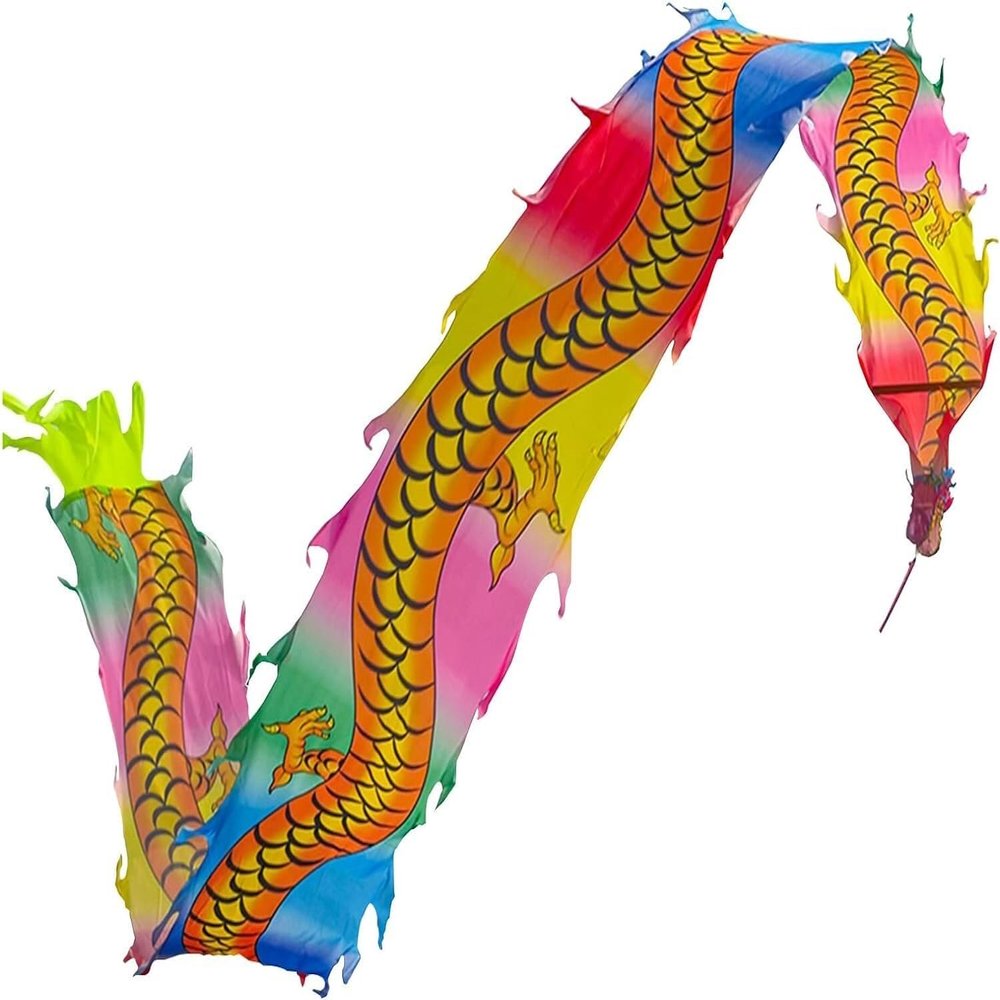 Art Dance Skill Training with Dragon Ribbon, Parent-Child Game Dragon Ribbon, Seven Colours Dragon Ribbon(Size:10m/32.8ft)