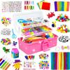 3000 Arts and Crafts Supplies for Kids Craft Kit All in 3 Layered Craft Box with Pipe Cleaners Crafts for Kids Age 4-6, 6-8, 8-12 DIY School Supplies Materials Set Toys Gifts for Girls Boys, Red view 1