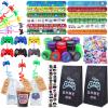 Moncinday 196Pcs Video Game Party Favors, Video Themed Birthday Party Supplies for Kids Video Keychian Stamper Slap Bracelet Bags Tattoo Sticker Video Game Goodies Bag Fillers view 1