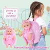 UZIDBTO 12 Inch Baby Dolls with Backpack Carrier Can Store Doll Clothes and Accessories,12" Reborn Baby Doll Set in Gift Box with Feeding Bottle Nipple Diaper for Kids Toddler Age 3+ view 2
