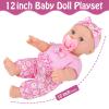 UZIDBTO 12 Inch Baby Dolls with Backpack Carrier Can Store Doll Clothes and Accessories,12" Reborn Baby Doll Set in Gift Box with Feeding Bottle Nipple Diaper for Kids Toddler Age 3+ view 3