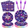 FVEOCR 160 Pack Roller Skating Party Supplies Let's Roll Birthday Supplies Roller Skate Party Tableware Set for Roll Themed Skating Party Decorations Serves 40 view 1