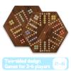 15 inches Wooden Fast Track Board Game Original Wahoo Board Game for 6 and 4 Players with Marbles and Dices Burnt Color Board Marble Game(Small) view 4