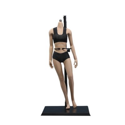 1/6 Scale Female Body, 12inch Super Flexible Asian Body Type Action Figure JIAOUDOLL Seamless Narrow Shoulders Figure Body Doll Collection (KT Skin, JOQ-06C-Middle Bust-Undetachable Feet)