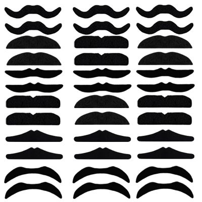 48 Pack Fake Mustache,Self Adhesive Mustaches,Novelty Fake Mustaches Facial Hair Costume for 100th Day of School Party Supplies,Halloween,Birthday,Fiesta