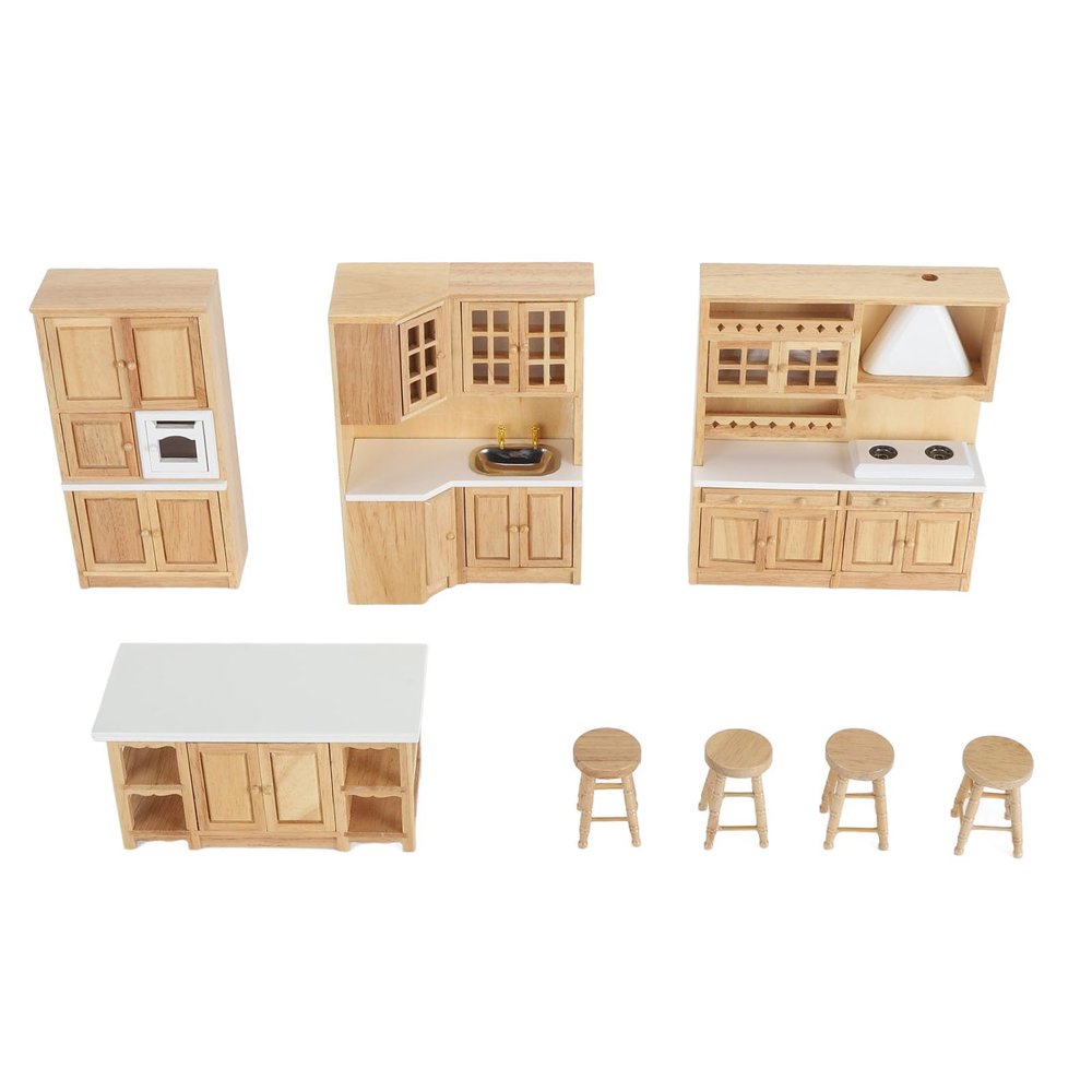 1:12 Scale Wooden Dollhouse Cabinet Furniture Stimulation Realistic Miniature Kitchen Cabinets Accessory 1:12 Miniature Dollhouse Decoration Dollhouse Accessories
