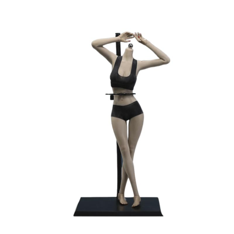 1/6 Scale Female Body, 12inch Super Flexible Asian Body Type Action Figure JIAOUDOLL Seamless Narrow Shoulders Figure Body Doll Collection (Black Skin, JOQ-10D-Big Bust-Detachable Feet)