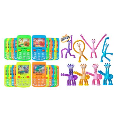 24PCS Handheld Water Game + 12 Pcs Telescopic Suction Cup Giraffe Toy