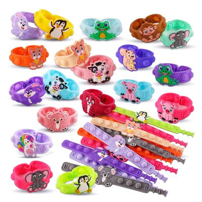 Kiss Monkey Party Favors for Kids Pop Bracelets 24 PACK Animal Fidget Bracelets,Birthday Gifts,Goodie Bag Stuffers,Carnival Prizes,Classroom Prizes