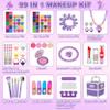 99 Pcs Kids Makeup Kit for Girls, Princess Toys Real Washable Cosmetics Set with Mirror, Hair Ties, Nails, Rings, Earrings, Necklace, Perfect for 3 4 5 6 7 8 Year Old Girls Birthday view 2
