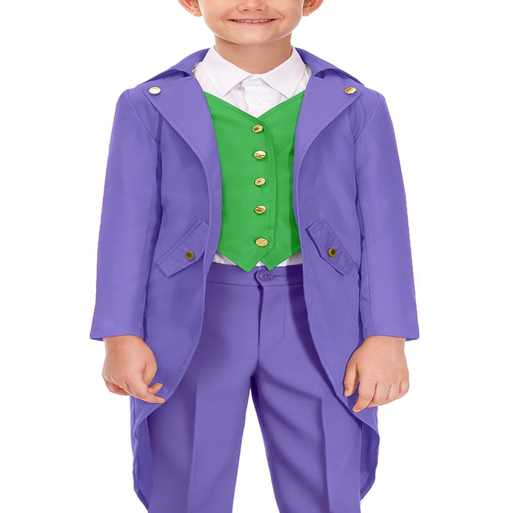 BesserBay Halloween Kids Renaissance Steampunk Medieval Gothic Frock Coat Victorian Jokerr Outfit Purple 10 Years