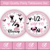 118 Pcs Pink Half Birthday Party Supplies 6 Months Tablecloth Paper Plates Napkins Cups Forks Banner Tableware for Girls Half Way To First Birthday Baby Shower Party Supplies Decorations view 3