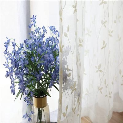 Iuokuby Nordic Beautiful Floral Embroidery Design Sheer Curtains Home Decor Voile Curtain Rod Pocket for Living Dining Room Bedroom Balcony(1 Panel, W 52 x L 102 inch, White)