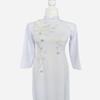 A26 The flowers embroidered white Ao dai Vietnam Vietnamese Traditional Ao Dai For Women, Vietnamese Dress For Women, Ao Dai Dress For Women ao dai Tet Lunar New Year (7XL) view 4