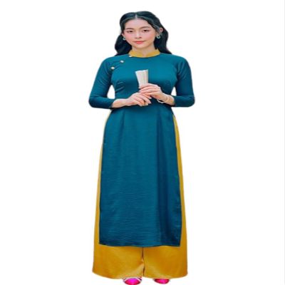 A50 The blue Ao dai Vietnam Vietnamese Traditional Ao Dai For Women (XL)